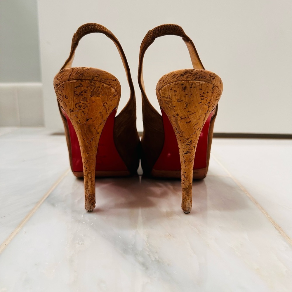 Christian Louboutin Suede Brown Heels